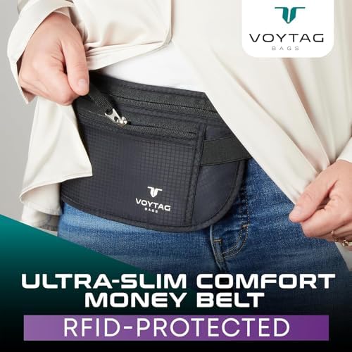 Travel Money Belt & Passport Holder - RFID Blocking Slim Travel Wallet & Fanny Pack for Men and Women - Essential Travel Pouch for Cash, Credit Cards, and Documents - Image 2