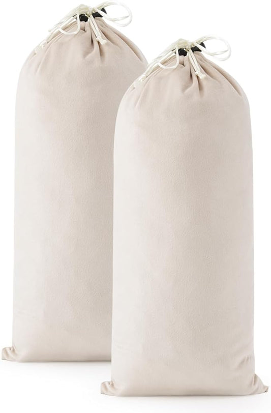 2 Pcs Single Shoe Bags for Travel, 17.3"x8.6" Washable Travel Shoe Bags for Packing in Suitcase, Velvet Dust Bag with Drawstring, Shoe Pouch for Women and Men, Travel and Home Storage (Beige)