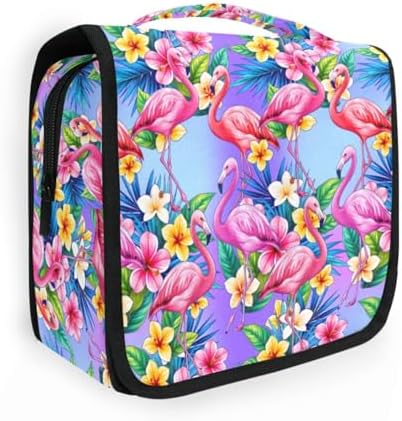 MNSRUU Hanging Toiletry Bag Pink Flamingo Tropical Bird Flower Makeup Bag Portable Travel bag for Toiletries Organizer Bags for Women Men, Travel-Essentials Bag by MNSRUU