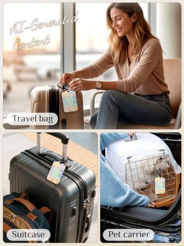 Seorsok 2Pcs Luggage Travel Tags for Suitcases,Colorful Blooming Floral PU Leather Name Tag with Privacy Cover&ID Label Address Card and Stainless Steel Buckle for Men Women Handbags Backpack - Image 6