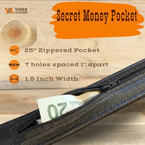 Hidden Money Belt for Travel for Men, Genuine Leather Belt with Hidden Zipper Pocket & Secret Storage - Image 5