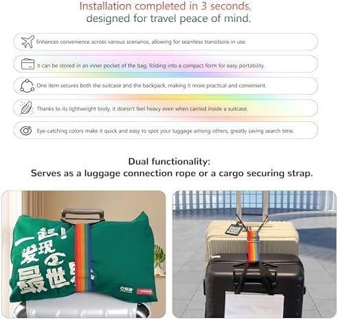 Luggage Straps Bag Bungee Luggage Straps Suitcase Adjustable Belt，Add a Bag Easy to Travel Suitcase Elastic Strap Belt Luggage Accessories(Colorful) - Image 4