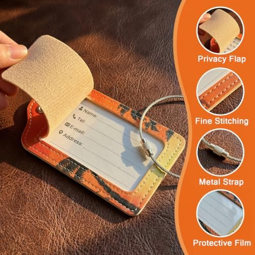 Soft Leather Luggage Tag, Privacy Flip Cover, Wear-Resistant & Waterproof, Adjustable Buckle, Travel Essential, Simple & Versatile (Starry Sky) - Image 3