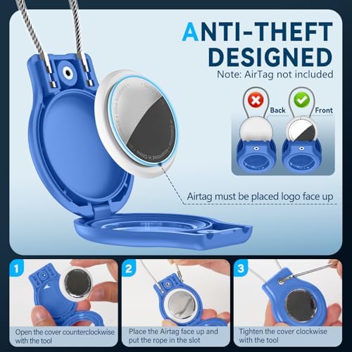 Waterproof Airtag Holder,4 Pack Airtag Case with Secure Lock,Airtags Keychain for Apple Air tag,Anti-Lost Protective Case Air tags Accessories for GPS Tracker Luggage,Bag,Key,Pet-Black/Blue/White/Red - Image 3