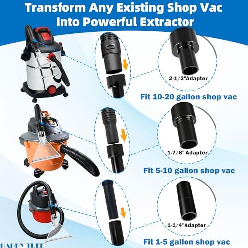 Happy Tree Universal Fits All Shop Vacs Large 7-1/2" Clear Extraction Head with 2-1/2" &1-7/8" & 1-1/4" Adapters for Auto Detailing, Shop Vac Extractor Attachment for 1-26 Gallon Wet Vacuum Cleaners - Image 2