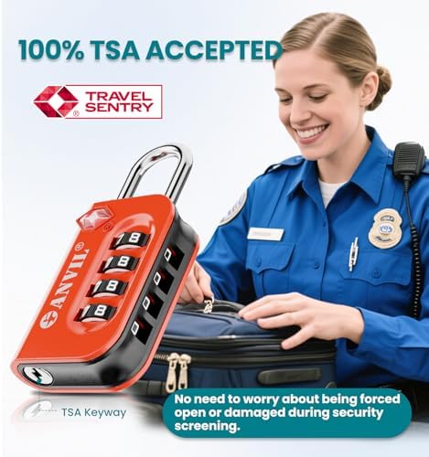ANVIL TSA Approved Luggage Lock - 4 Digit Combination, 10,000 Combinations, Easy-Read Password Window, Travel Lock for Suitcases, Backpacks, Gym & Student Lockers, Baggage - Image 2