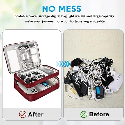CILLA Electronic Organizer Travel Case, Travel Cord Organizer Case Portable Waterproof Cable Organizer Bag for Charger, Cord, USB, Power Bank, Earphone - Image 4