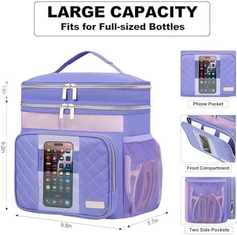 Portable Shower Caddy College Dorm Essentials, Large Toiletry Bag for Women Men, 2 Layers Quickly Dry Mesh Bathroom Tote Bag, Hanging Makeup Organizer Bag for Travel, Gym, Camping (Purple) - Image 4