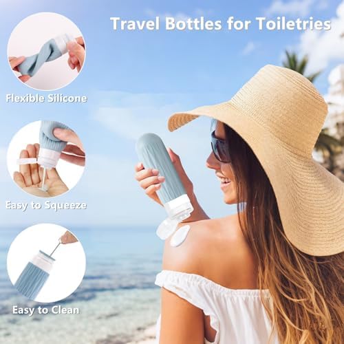 IYYI Travel Bottles for Toiletries, TSA Approved Travel Size Containers, Silicone Toiletries Bottles, Leakproof, Refillable Containers Kits for Shampoo and Conditioner (Gray, 90, Milliliters) - Image 2