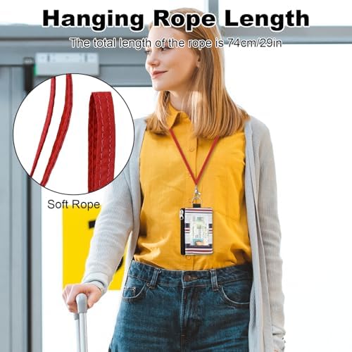 Minimalist RFID Wallet with Lanyard, Multi-functional ID Case with 2 Zipper Pockets and Key Chain for Men and Women, Tactical Badge Pouch Cards Holder, Coin Purse for Travel Sports - Two-Tone - Image 4