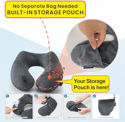 Keemall Inflatable Neck & Shoulder Travel Pillow for Airplane Naps - Image 2
