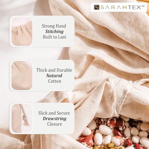 16" x 20" Premium 100% Cotton Drawstring Bags 4 Pack, 140 GSM Extra Large Cotton Storage Bags for Clothes, Laundry, Travel Packing, Shoes, Gift Packaging, Eco Friendly Reusable Drawstring Pouch - Image 6