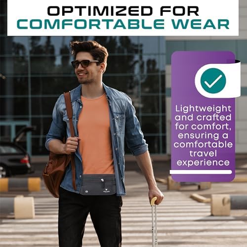 Travel Money Belt & Passport Holder - RFID Blocking Slim Travel Wallet & Fanny Pack for Men and Women - Essential Travel Pouch for Cash, Credit Cards, and Documents (Green Color) - Image 6