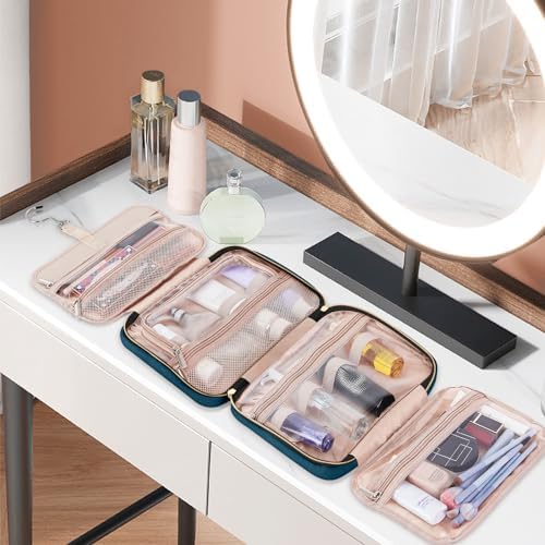 Wedama Toiletry Bag for Women, Medium Cosmetic Travel Bag, Hanging Toiletry Bag for Bathroom, Thickened PVC Waterproof Makeup Bag, Toiletries Bag for Travel Business Trips and Camping, Dark Blue - Image 7