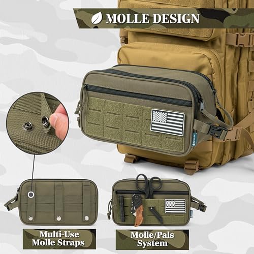 PAVILIA Tactical Toiletry Bag Men, Water Resistant Molle Military, Olive - Image 5