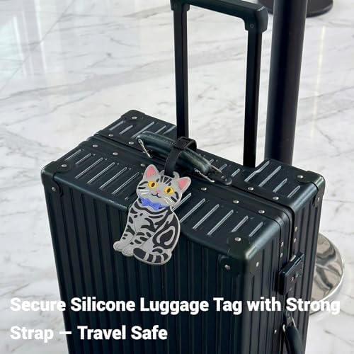 Luggage Tags for Suitcases, American Shorthair Cat Oval Silicone Bag ID Tag - Image 4