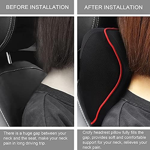Crofy 2-Pack Car Neck Pillow, Headrest Pillow with Adjustable Strap, Black - Image 6