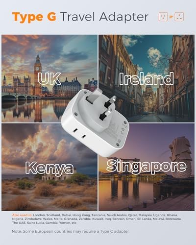 TESSAN UK Adapters for Travel, Type G Adaptor, 2 Pack - Image 2