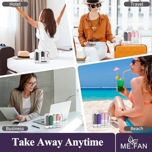 ME.FAN Travel Bottles for Toiletries,18 Pack Silicone Portable Size Bottle, TSA Approved Refillable Cosmetic Container Kits for Conditioner, Shampoo, Lotion,Face Cream - Pink - Image 5