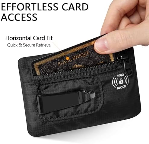 KOSMCCO RFID Blocking Clip Stash Pocket Travel Belt Wallet, Black, Medium - Image 6