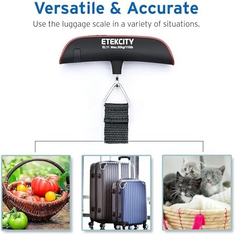 Etekcity Luggage Scale, Digital Weight Scales for Travel Accessories Essentials Suitcases , Portable Handheld Scale with Temperature Sensor, Rubber Paint, 110 Pounds, Battery Included - Image 3