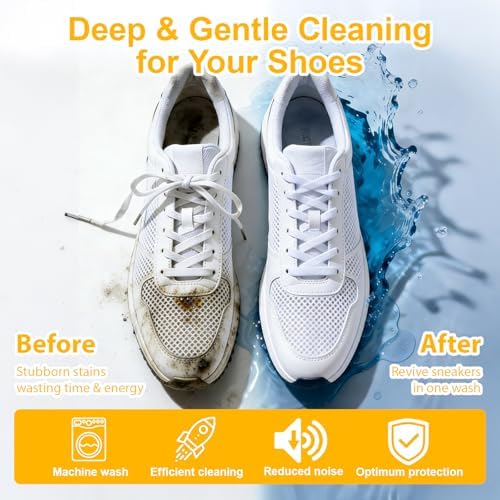 Shoe Washing Machine Bag – Reusable Laundry Shoe Bag for Sneakers, Running Shoes & White Shoes, Helps Protect Against Deformation, Scratches & Washer Damage(Yellow 2pcs) - Image 6