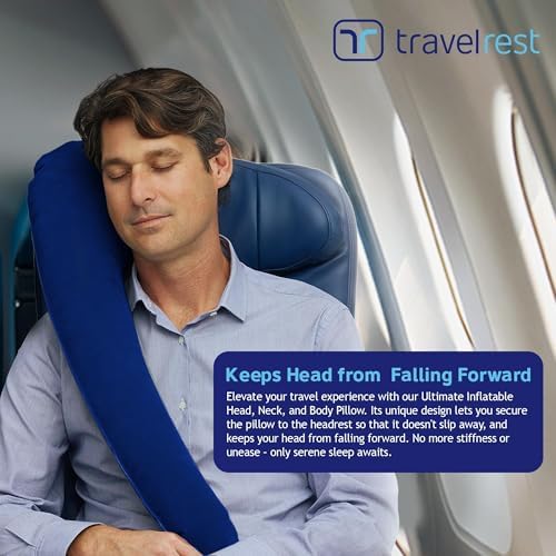 TRAVELREST Ultimate Inflatable Travel Pillow for Neck & Body - Blue - Image 2
