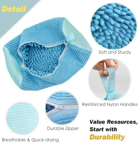 Shoe Washing Machine Bag,Laundry Shoe Bag for Washer and Dryer,Reusable Shoe Cleaning Bag for Sneakers,Tennis Shoes,With Self-locking Zipper, Microfiber Inside,Include Shoe Bag (Pro Blue - 1 Pack) - Image 3