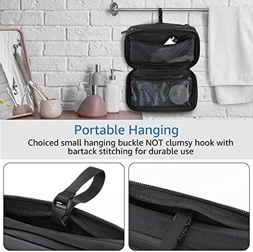 Purevave Compact Mens Toiletry Travel Bag Hanging, Mens Dopp Kit for Travel Waterproof, Wash Pouch Black - Image 3