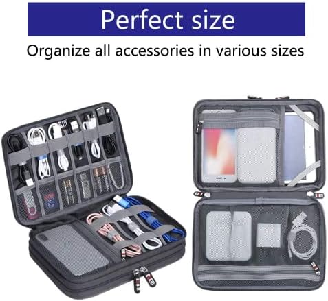 Electronic Cable Organizer Bag - Portable Travel Double Layers Electronic Digital Accessories Storage Pouch Bags for SD Card Case, USB Flash Drive,Charging Cords, USB Charger, Mini Tablet - Image 5