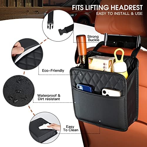 FrgKbTm 2Pack Car Seat Back Hanging Bag Car Document Holder Multi-Pocket Bottle Bag Storage Waterproof Pu Leather Box Organizer Travel Tidy Pouch Pocket Kids - Image 3