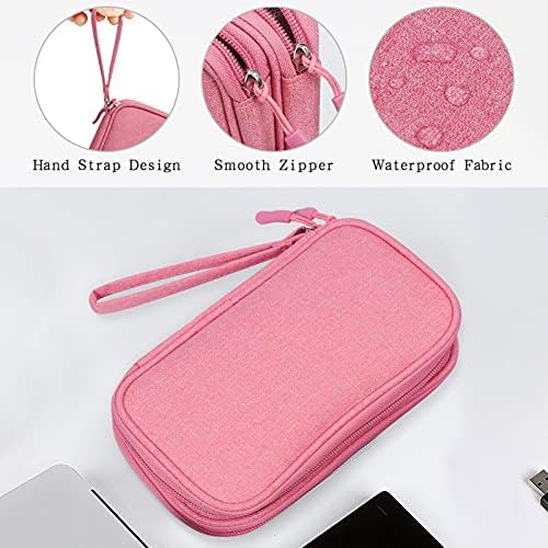 Skycase Electronic Organizer Travel Case - Waterproof Travel Cord Pouches for Organization, Cable Organizer, All-in-One Double Layers Storage Bag for Accessories, Charger, Cable, Pink - Medium - Image 4