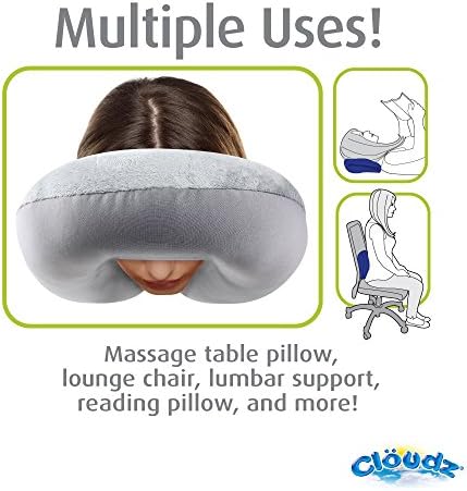 Cloudz Dual Comfort Microbead Airplane Travel Neck Pillow. Super Soft Cozy Plush Fabric on One Side, Cool Relaxing Spandex on The Other! Customize Your Comfort and Support at Home or On The Go! Grey - Image 5