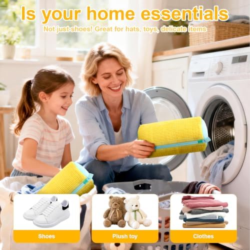Shoe Washing Machine Bag – Reusable Laundry Shoe Bag for Sneakers, Running Shoes & White Shoes, Helps Protect Against Deformation, Scratches & Washer Damage(Yellow 2pcs) - Image 5