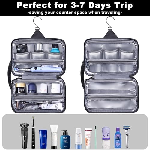 Hanging Toiletry Shower Bag, Mens Hygiene Bag for Travel Gym Business - Image 5
