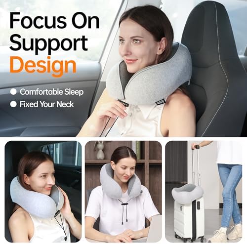Travel Pillows for Airplanes,100% Pure Memory Foam Travel Neck Pillow - Image 3