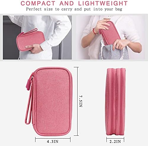 Skycase Electronic Organizer Travel Case - Waterproof Travel Cord Pouches for Organization, Cable Organizer, All-in-One Double Layers Storage Bag for Accessories, Charger, Cable, Pink - Medium - Image 5