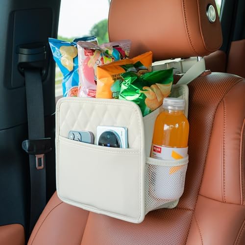 FrgKbTm Car Seat Back Hanging Bag Car Document Holder Multi-Pocket Bottle Bag Storage Box Organizer Travel Tidy Pouch Pocket Kids Beige by FrgKbTm