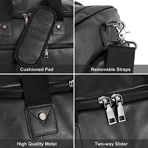 Travel Bag with Shoe Pouch,Weekender Overnight Bag Leather Large Carry On Bag - Image 3