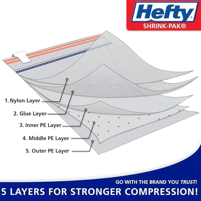 Hefty Shrink-Pak Mattress Bags for Moving – Twin/Twin XL Size | Heavy Duty & Water Resistant Vacuum Compression Mattress Bag, Storage Protection Mattress Cover for Moving