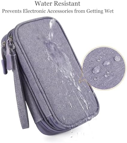 CAAORDKSO Travel Electronic Organizer Pouch Bag, Waterproof Portable Electronic Accessories Storage Multifunctional Case for USB, Cable, Cord, Charger, Phone, Power Bank, Earphone (Purple, Large) - Image 4