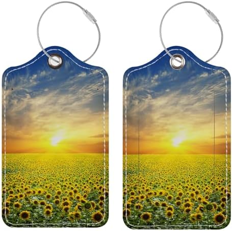 Chelmon 2 Pack Cute PU Leather Luggage Tags for Suitcases,Travel Essentials by Chelmon