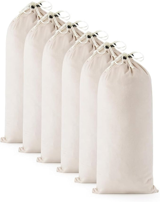 6 Pcs Single Shoe Bags for Travel, 17.3"x8.6" Washable Travel Shoe Bags for Packing in Suitcase, Velvet Dust Bag with Drawstring, Shoe Pouch for Women and Men, Travel and Home Storage (Beige)