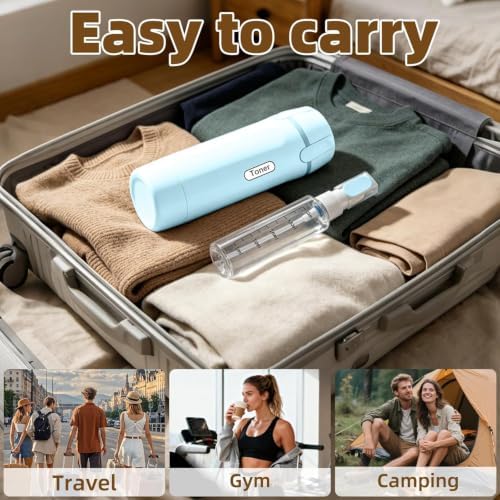 4 in 1 Travel Dispenser Bottle, Leakproof Travel Size Toiletries Holder, Refillable Portable Containers for Shampoo Lotion Conditioner Cream Transparent with Label (Blue) - Image 5