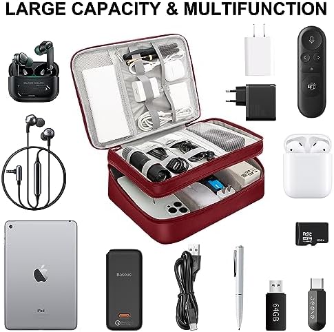 CILLA Electronic Organizer Travel Case, Travel Cord Organizer Case Portable Waterproof Cable Organizer Bag for Charger, Cord, USB, Power Bank, Earphone - Image 6