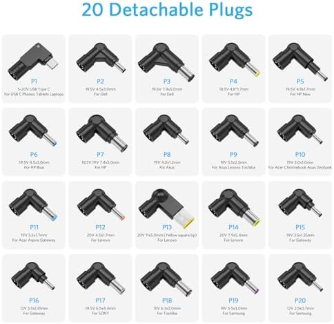 Belker 90W 65W Universal USB C Laptop Charger with 20 Tips - Image 3