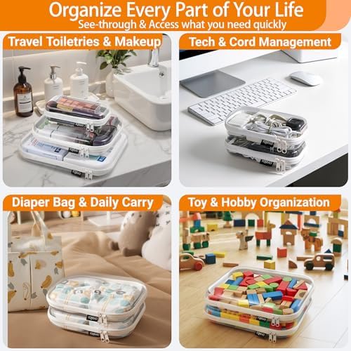 YQBRAO Clear Hard Shell Organizer Cases, Multi-Size (L, M & S), 3-Pack - Image 3