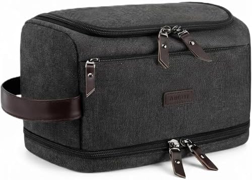 ZOMFELT Toiletry Bag for Men, Dual Layers Canvas Travel Toiletries Bag by ZOMFELT