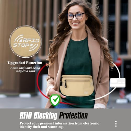 MoKo Travel Money Belt, RFID Blocking Passport Wallet - Image 2