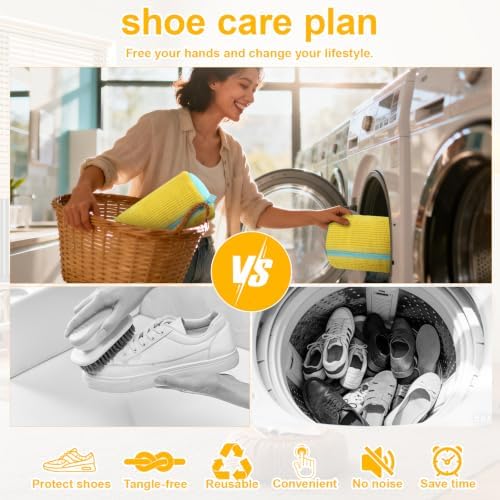 Shoe Washing Machine Bag – Reusable Laundry Shoe Bag for Sneakers, Running Shoes & White Shoes, Helps Protect Against Deformation, Scratches & Washer Damage(Yellow 2pcs) - Image 3